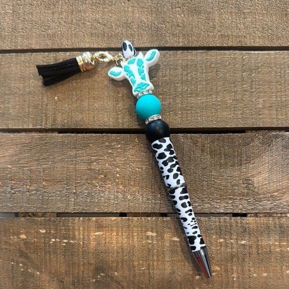Cow Print Pen with Tassel - Picture 1 of 1
